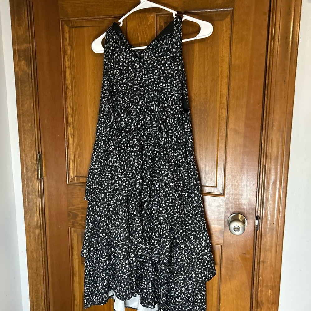 Elegant Black and White High Low Dress